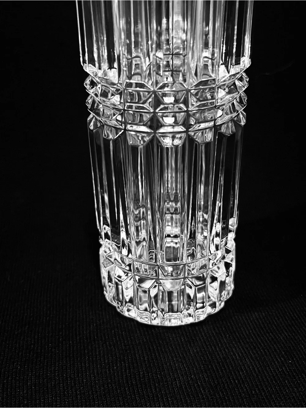 Vintage Midcentury Modern Cut Crystal Cylinder 6.75” Heavy